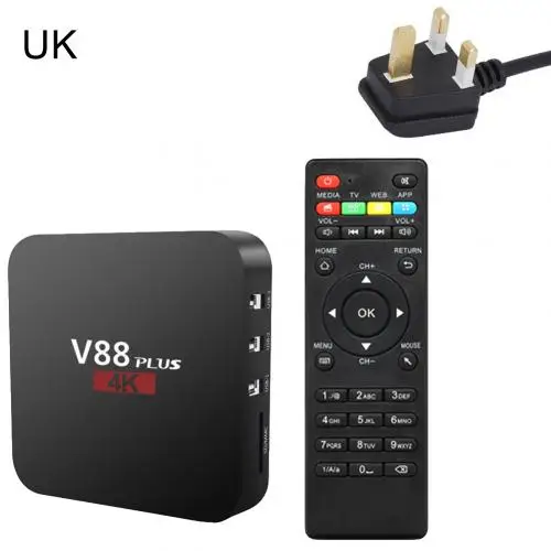 UK Plug V88 Plus RK3229 четырехъядерный 1080P 2+ 16GB Miracast ТВ приставка для Android 7,1 - Цвет: UK Plug
