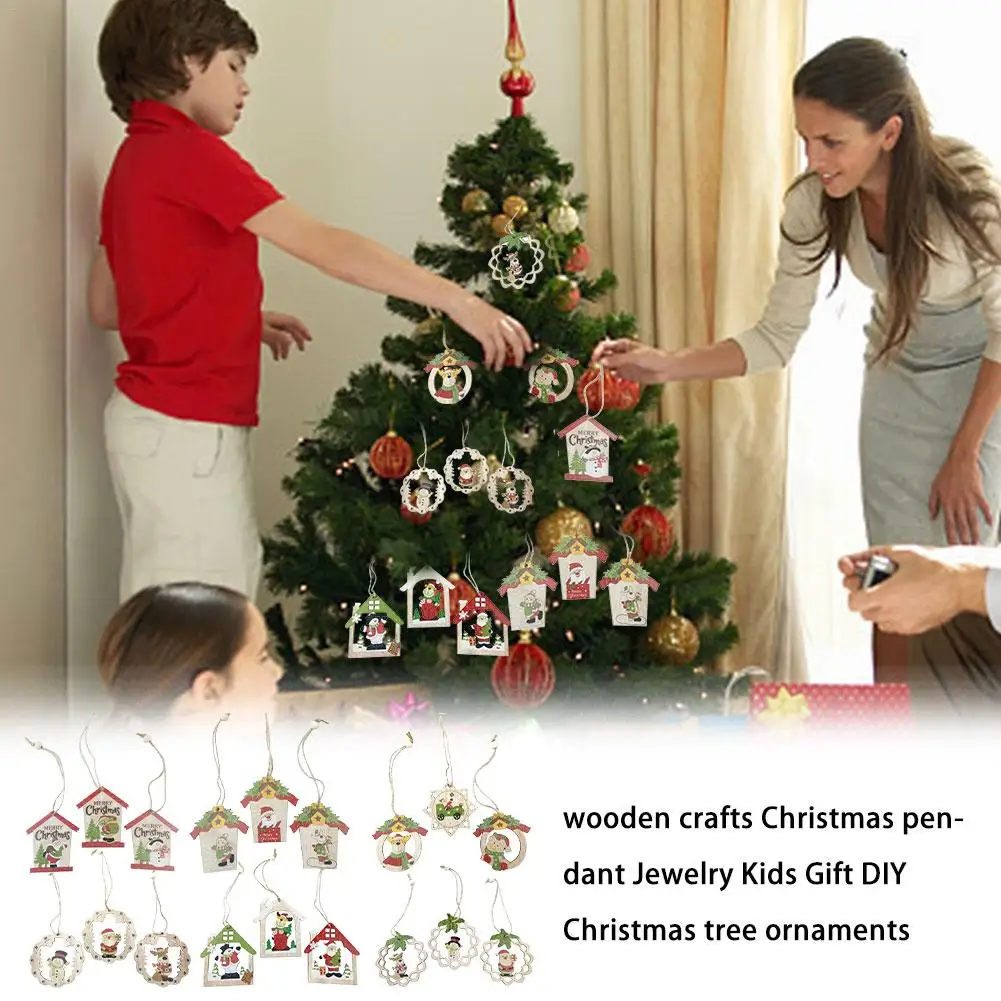 3 шт. рождественские деревянные поделки для украшения рождественской елки птица Санта Клаус подвесной кулон рождественские украшения Новогодний декор