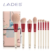 BELÄDT 9PCS Make-Up Pinsel Set Pulver Abgewinkelt Foundation Lidschatten Make Up Pinsel Kits Rot Schönheit Werkzeuge