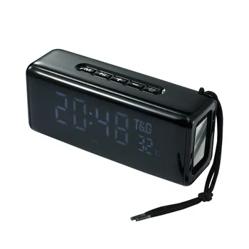 

Home Bluetooth Speaker Portable Time Temperature Display Clock Card Speaker Wireless 3D Stereo Music Surround Sound Support FM