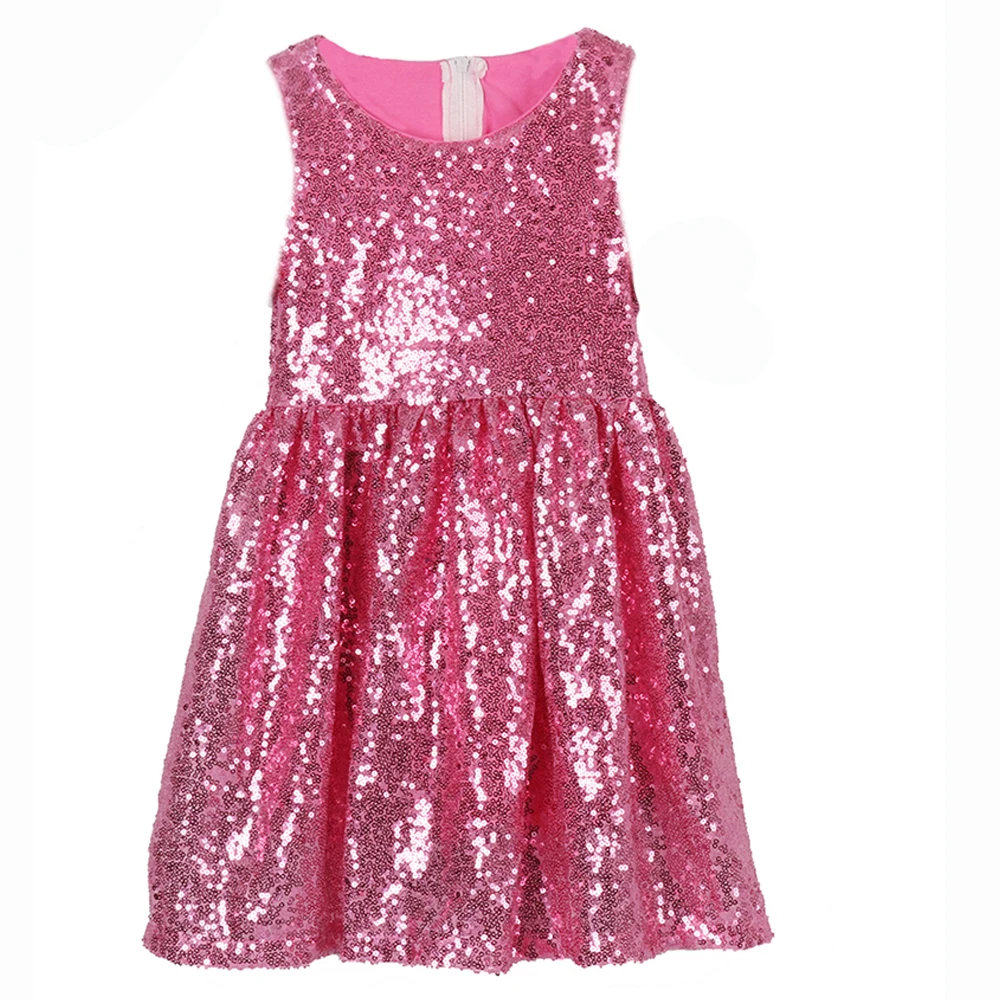 Pink Sequin Dresses for Toddler Girls Bridesmaid Birthday Party Kids Sleeveless Prom Glitter Dress Baby Wedding Pageant | Детская одежда