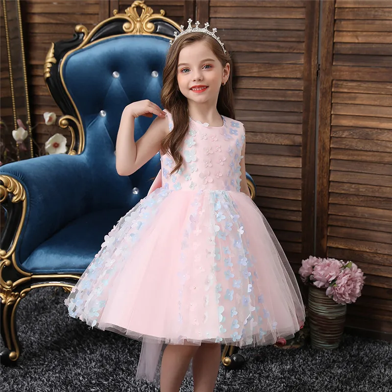 Baby Girl Dress Flower Kids Princess Dresses For Girls Wedding Party Dress Lace Applique Birthday Ch