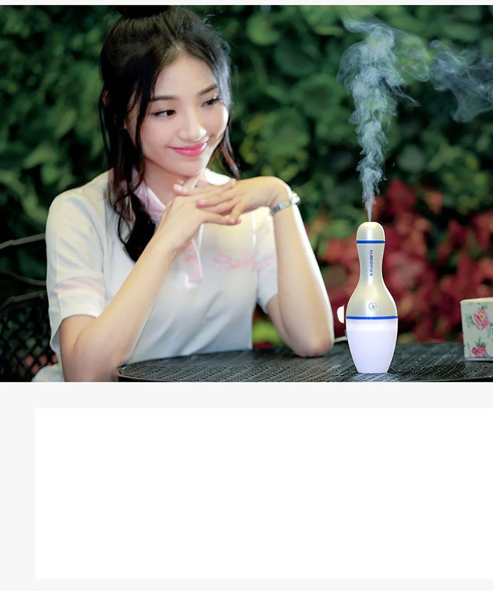 Usb Air Humidifier Ultrasonic Aroma Essential Oil Diffuser 150Ml Colorful Bowling Humidifier Vehicle Car Aromatherapy