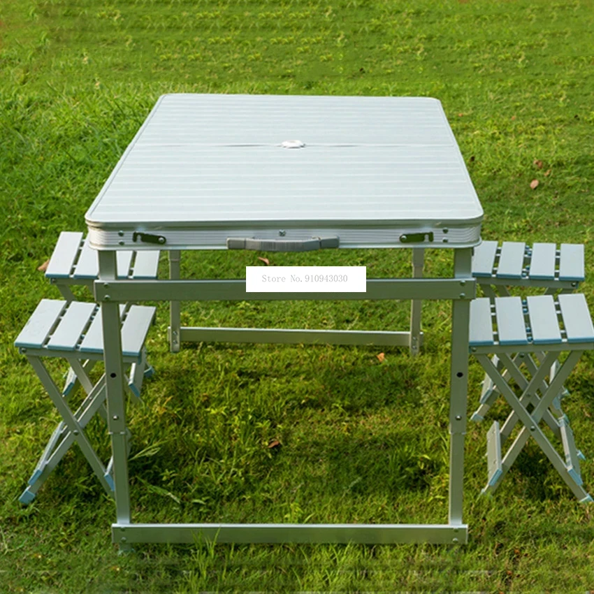 

NZA-01 Beach Outdoor Folding Table Chair All Aviation Aluminum One Table Four Benches Portable Table And Chair Set