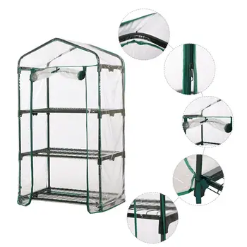 

Three Floors Green Household Plant Greenhouse Mini Garden Warm Room PVC Garden Warm Room 126x69x49CM Garden Tools
