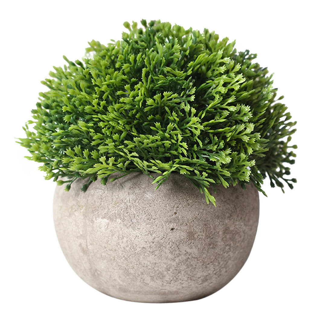 

Artificial Green Leaf Grass Plant Vintage Plastic Potted Green Fake Plant Decor Plant Artificial Plant Office Hotel DIY Decor