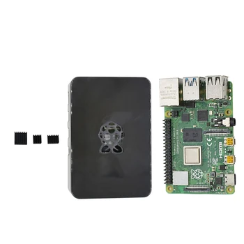 

for Raspberry Pi 4 Model B 2G RAM ABS Case with Black Heatsinks Support 2.4 / 5.0 GHz WIFI Bluetooth 5.0 for RPI 4 DIY Kit