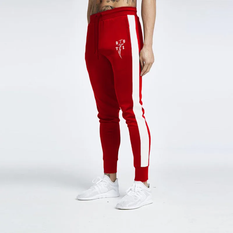 Осенние мужские брюки Длинные повседневные брюки мужские модные jogger спортивные брюки calsas черные тонкие хлопковые брюки-карандаш для фитнеса giyim kleding - Цвет: Red