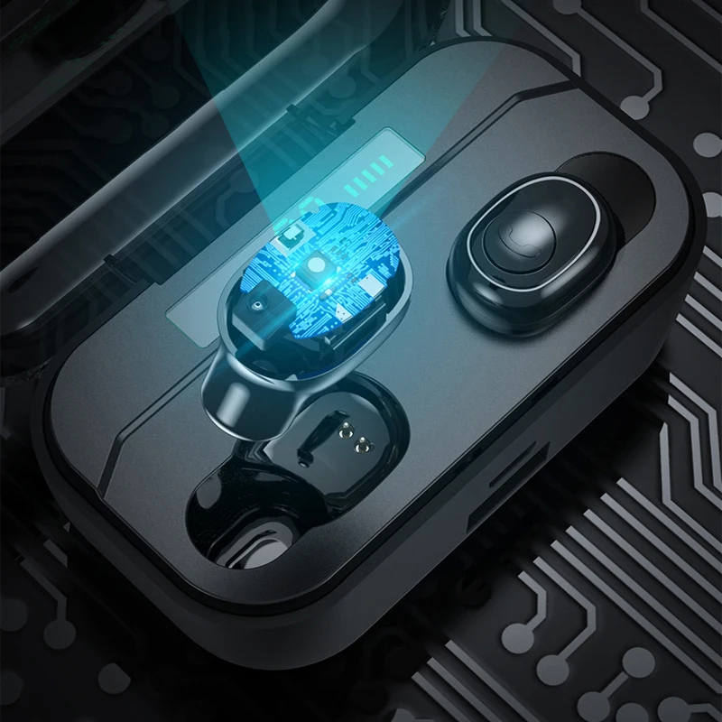 TWS 5.0 Bluetooth wireless charger headset microphone portable mobile power charging box for xiaomi iphone gaming headset In-ear