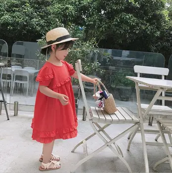 

2020 new girls ruffles dress summer cotton fashion girls dresses 1-6 years HO536