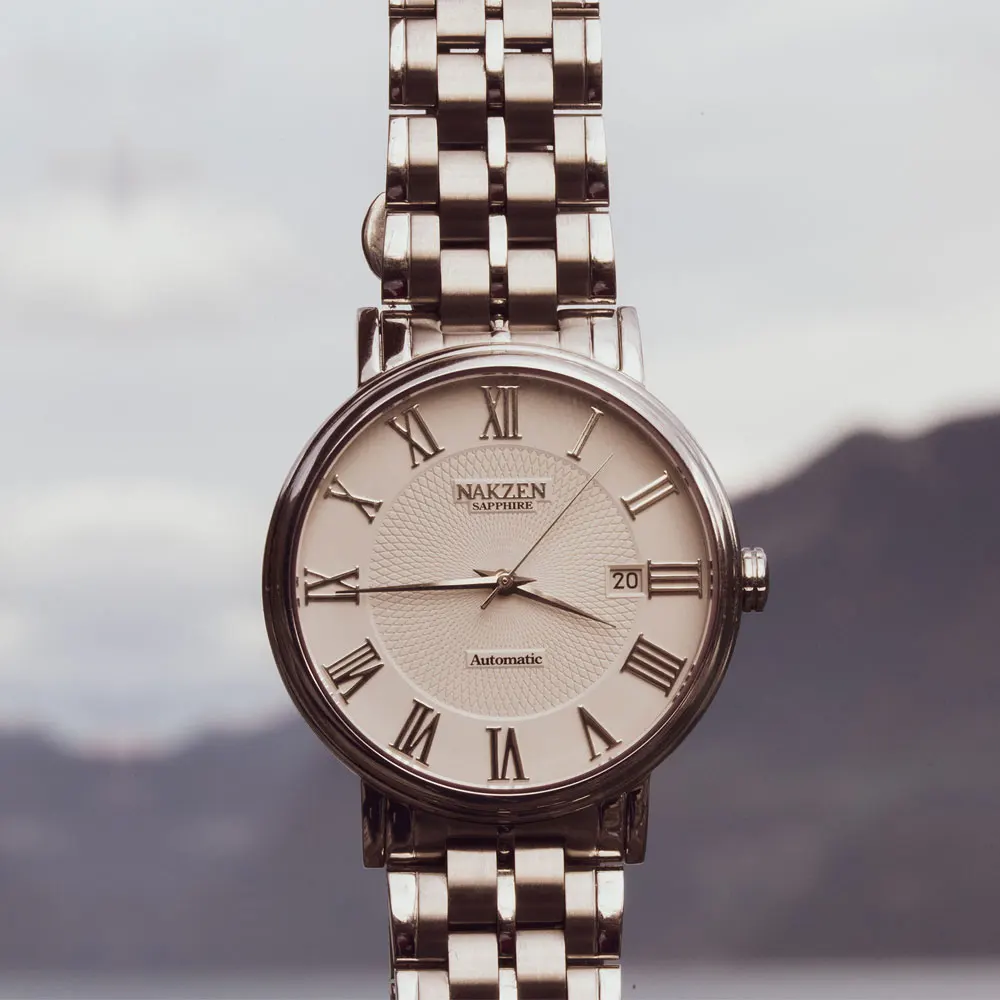 Ceny NAKZEN mężczyźni klasyczne automatyczne mechaniczne zegarki marki luksusowe człowiek ze stali nierdzewnej zegarek zegar Relogio Masculino Miyota 9015