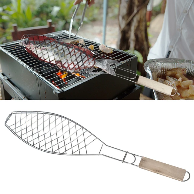 Hordozható Nem Stick Hal Grillező Kosár Fogantyúval Csirkehús Bbq Mesh Clip Diy Barbecue Szerszám Sült Kiegészítők Kültéri - Image 3