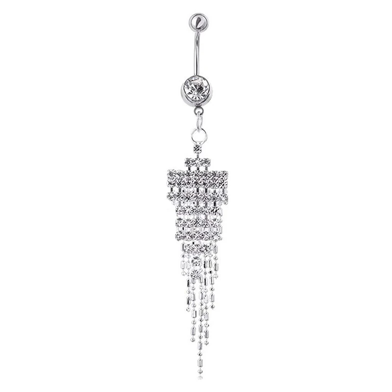 Charm Long Tassel Piercing Navel Pendant Earrings Beads Dangle Belly Button Rings Bohemian Bar Party Body Piercing Jewelry