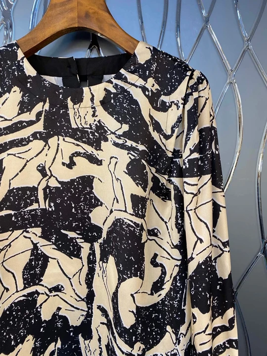 awn new women's round neck print decoration long sleeve versatile top 1116