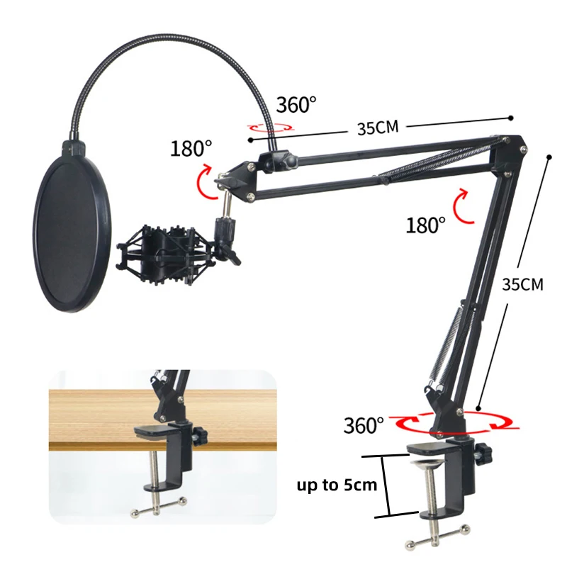 Suporte de Montagem de Mesa Dobrável com Suporte para Microfones Tripé para Blogueiros de Vídeo Streaming ao Vivo Stands - Image 6