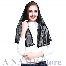 Мягкая кружевная Мантилья, традиционная Женская Вуаль для причастия, покрытие на голову для церкви, бесконечность, часовня, вуаль Velos Negra Mantilla