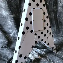 Черный белый горошек, топ сзади электрогитары с жемчугом и бантом Декор в форме гитара в средства ухода за кожей Шеи HH звукосниматели Гитары