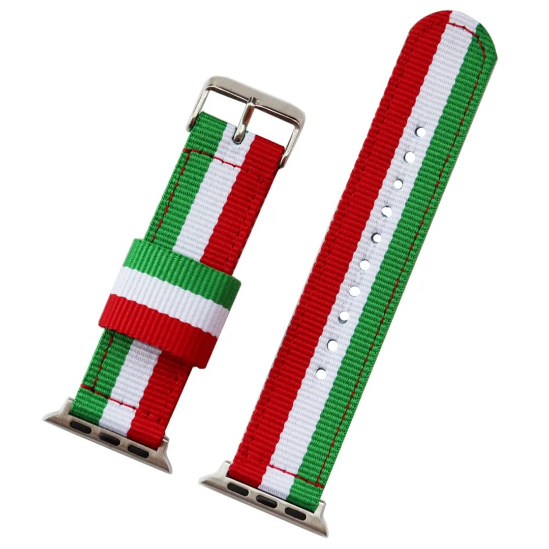 For iWatch Rainbow Strap Woven Canvas Nylon Band Loop Belt Bracelet Wristband Replacement Band Watch Accessories 38mm 44mm