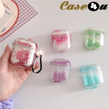 

Glitter Liquid Quicksand Earphone Protection Case For Apple Airpods 1 2 Wireless Bluetooth Headsets Cover Snowflake Sequins
