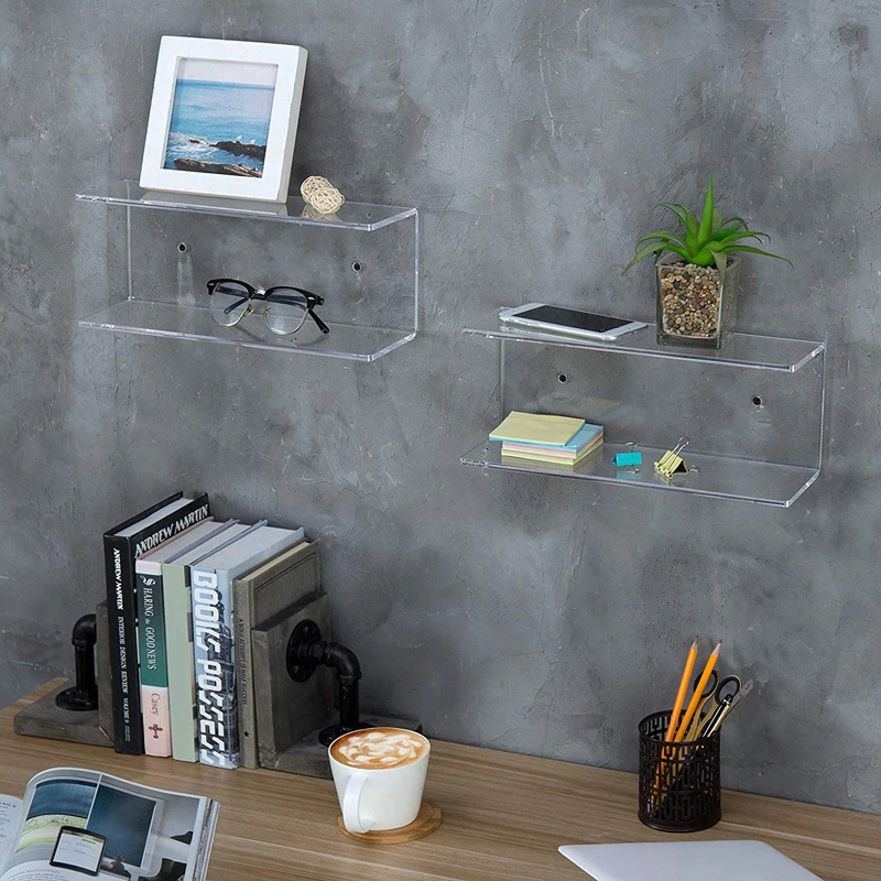 

1*Clear Acrylic Storage Rack Shelf Toy Mini Figurines Display Stand 2 Layer Wall Mounted Shelf Plant Pot Toy Organizer