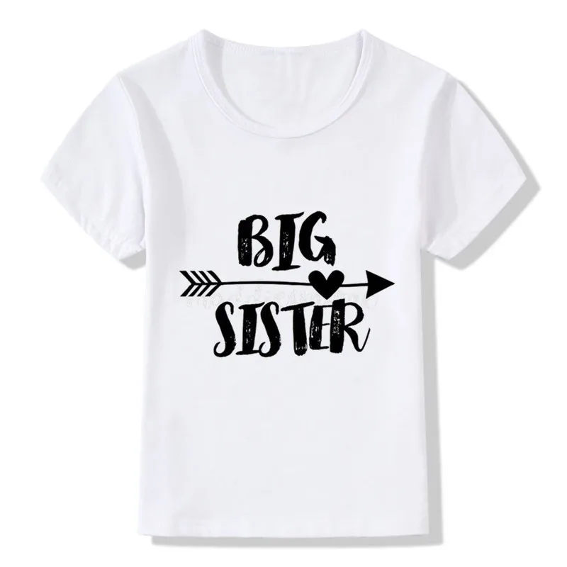 Детские футболки с принтом Big Sister летние топы для маленьких детей повседневная