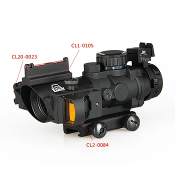 

One sef of 4x32 dual ill Tactical compact scope w/ fiber optic sight with optic sight with laser sight for hunting gz10291
