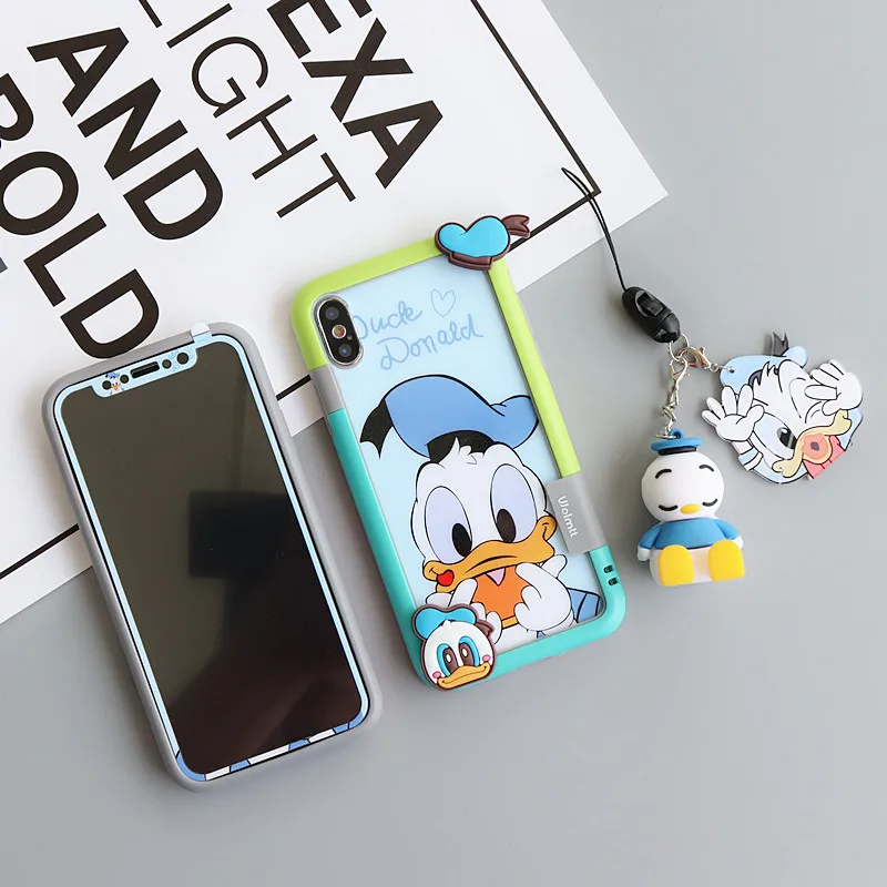 Для iPhone XS max XR X задняя Передняя пленка из закаленного стекла Ударопрочный Мягкий бампер для iPhone 8 8plus 7 7P 6 6SP+ 3D игрушечный ремешок