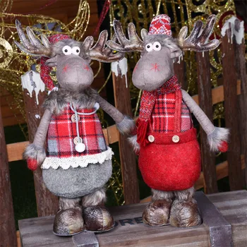 

Merry Christmas New Year Gift Elk Doll Standing Reindeer Dolls Xmas Decoration for Home Table Figurines Adornos Navidad Kerstmis