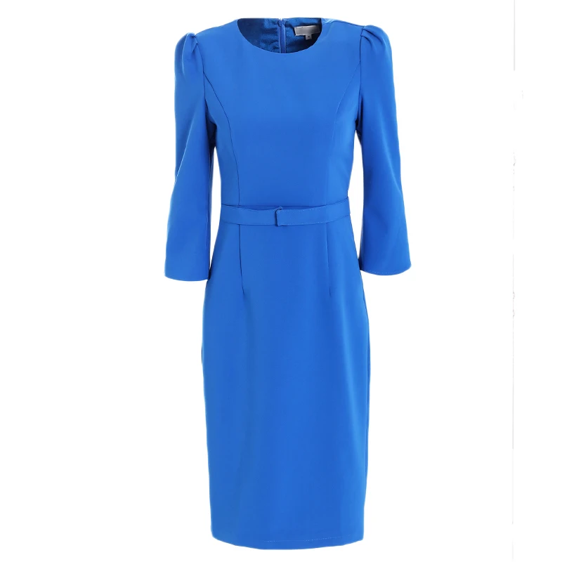 Kate Middleton Autumn New Women'S High Quality Fashion Party Work Casual Sexy Vintage Elegant Chic Blue Long Sleeve Pencil Dress