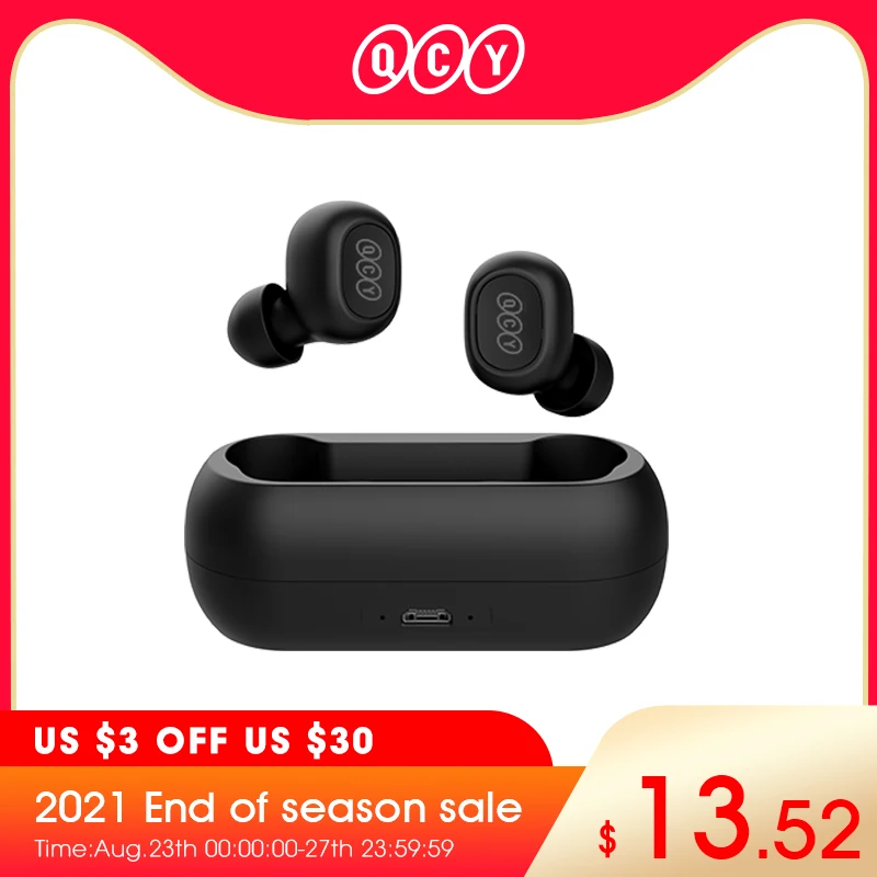 QCY T1C QS1 Bluetooth 5 0 Earphone Wireless 3D Stereo TWS Headphone with Dual Microphone Headset