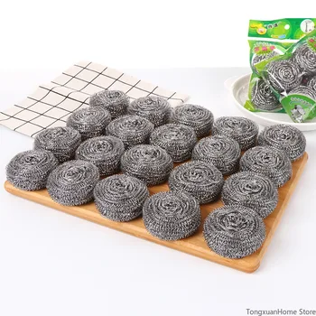 

10pcs Stainless Steel Cleaning Ball Brush Pot Washing Dishes Remove Stains Steel Wire Ball Kitchen Accessories Cleaning Tools