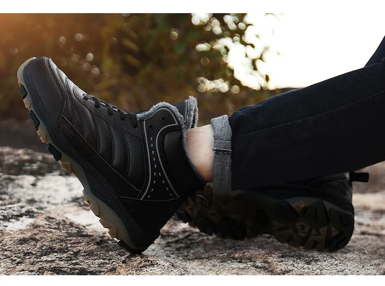 ZUNYU/мужские зимние ботинки теплые супер мужские высококачественные водонепроницаемые кожаные кроссовки мужские походные ботинки рабочая обувь 39-48