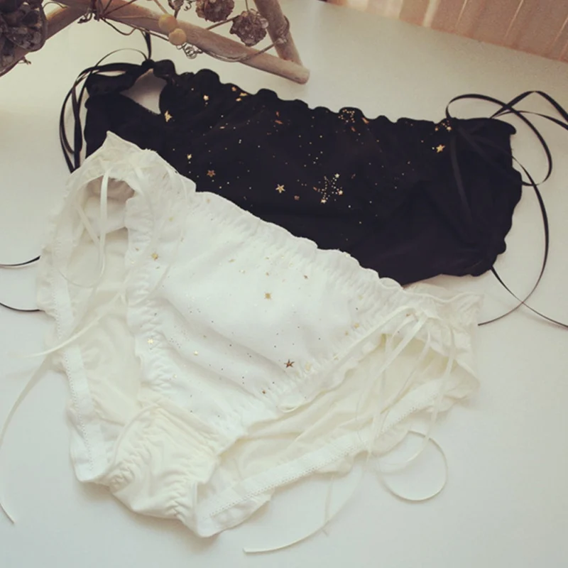 

Mid-Rise Briefs Fashion Lace Up Female Cotton Lingerie Star Pattern Women Underwear