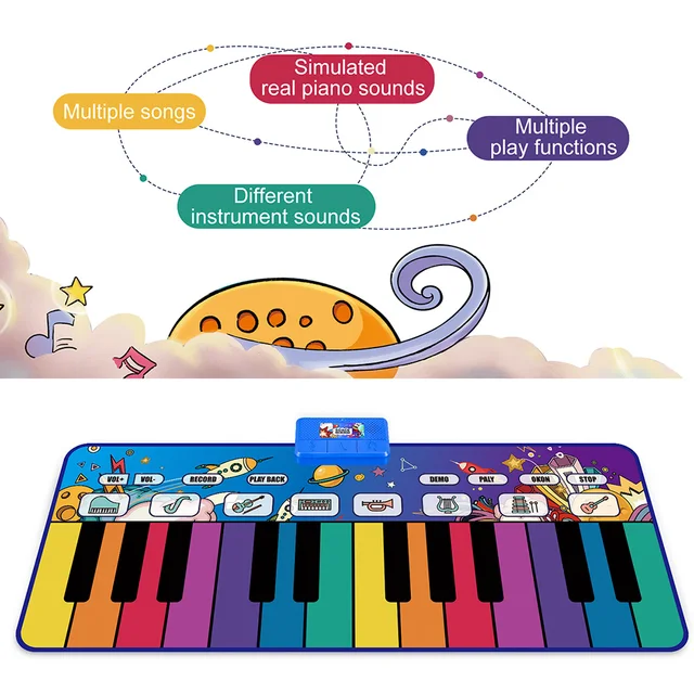 2022 New Arrivals 180x72cm Big Piano Mat Keyboard Electronic Floor Music Mat Baby Play Mat with 24 Keys Educational Toys Gifts 4