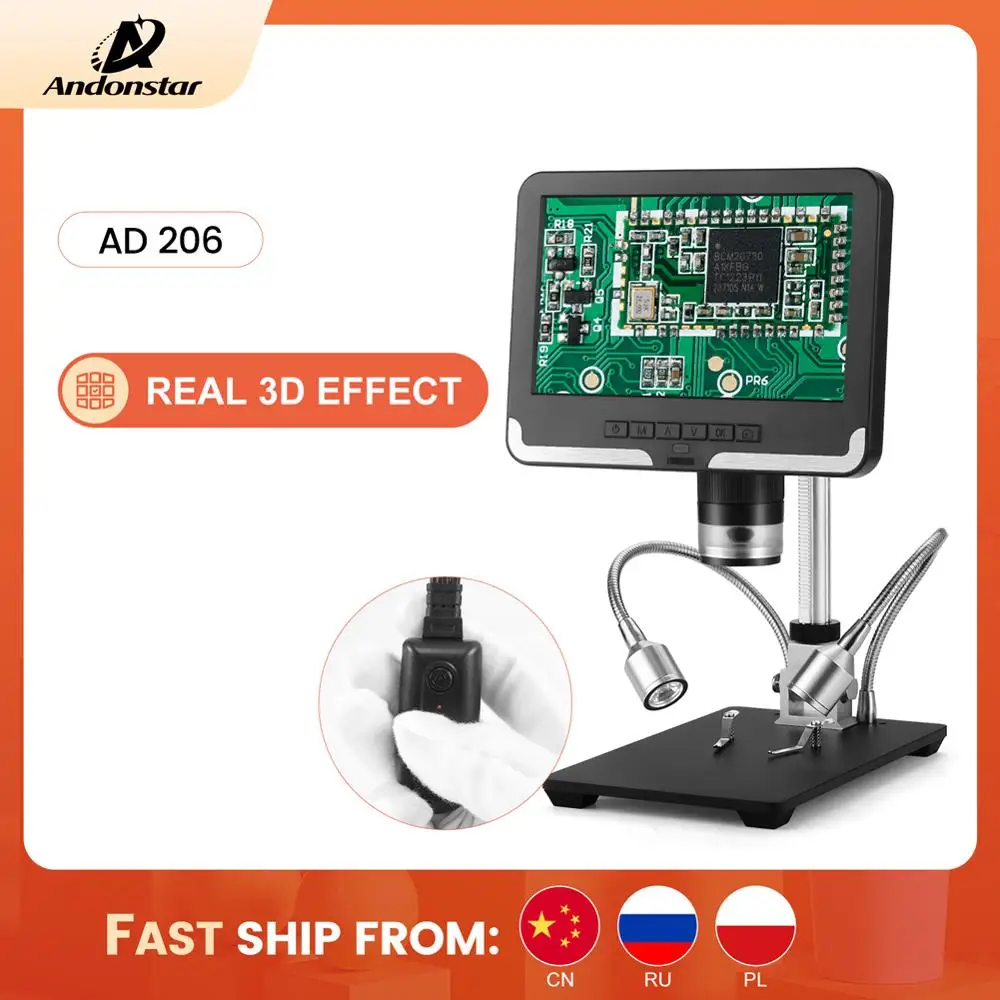 US $89.40 Andonstar Hot Digital Microscope for Soldering AD206 1080P Soldering Microscope for Phone Watch Repairing SMDSMT Black White