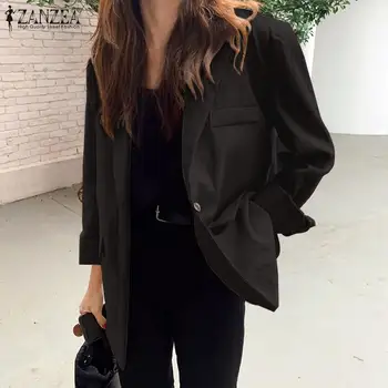 

2020 Women Coats and Jackets ZANZEA Fashion Ladies Double-breasted Blazer Casual Solid Outwear Plus Size 5XL Female Office Suits