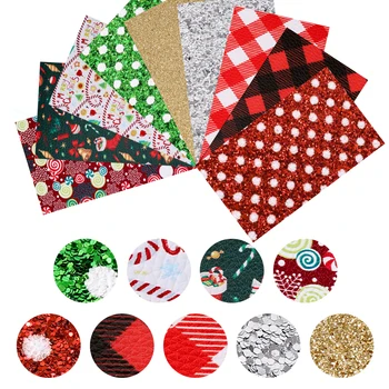 

2019 Christmas Print Faux Leather Earring Findings Set Red Green Sequins PU Leather For DIY Making Earing 2020 Jewelry Accessory