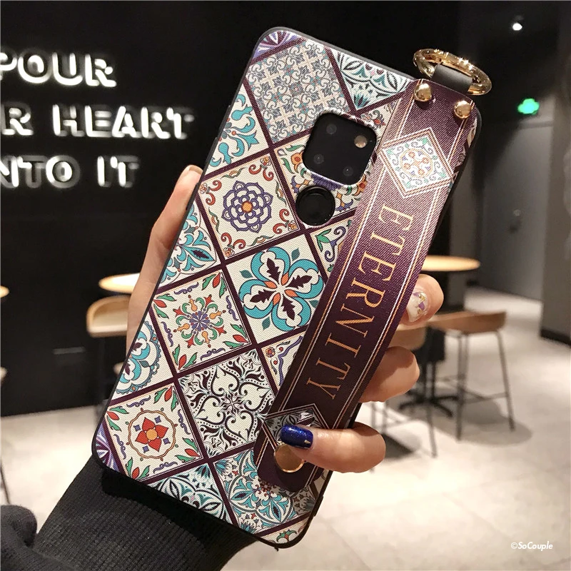 SoCouple Wrist Strap Soft TPU Phone Case For Huawei Mate 10 20 Pro P10 plus P20 Pro Lite Nova 3 3i 2s Flower Holder Case Cover (4)