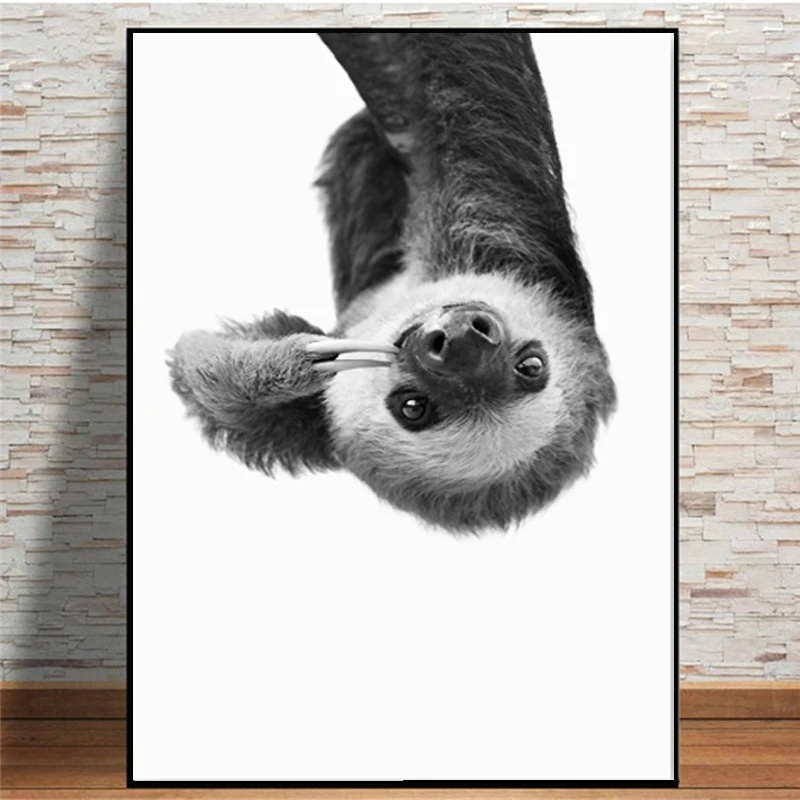Canvas-Paintings-Sloth-Animal-Modern-Black-And-White-Cute-Kids-Room-Decoration-Posters-Hd-Print-Wall (4)