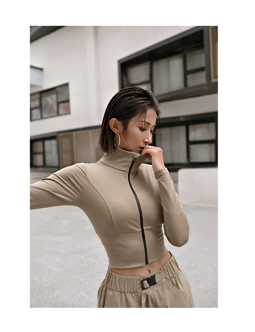 New Women Hoodie High Quality Workout Fitness Crop Top Long Sleeve Sports Sweater With Tumb Hole Slim Quick Dry Jackets