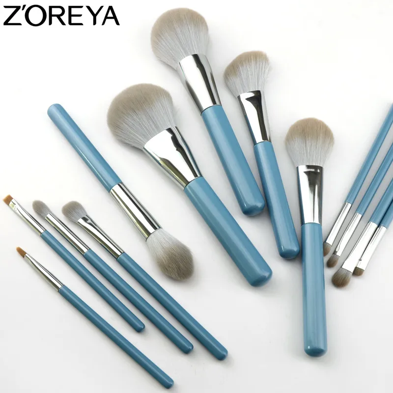 ZOREYA набор кистей для макияжа, 13 шт., кисти для макияжа, пудра, хайлайтер, контуринг, тени для век, кисти для смешивания