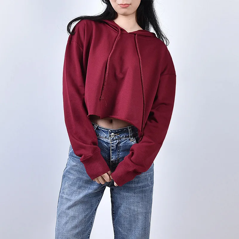 

Autumn Winter Women Fashion Hoody Sweatshirt Fleece Lady Hoodie Loose Long SleeveLeaking Navel Female Casual Pullover