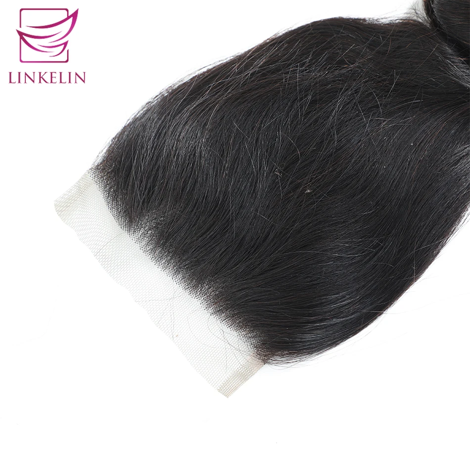 LINKELIN HAIR Loose Wave Closure 4*4 Free/Three/Middle Part Remy Human Hair 8-20 inch Peruvian Lace Closure Nature Color