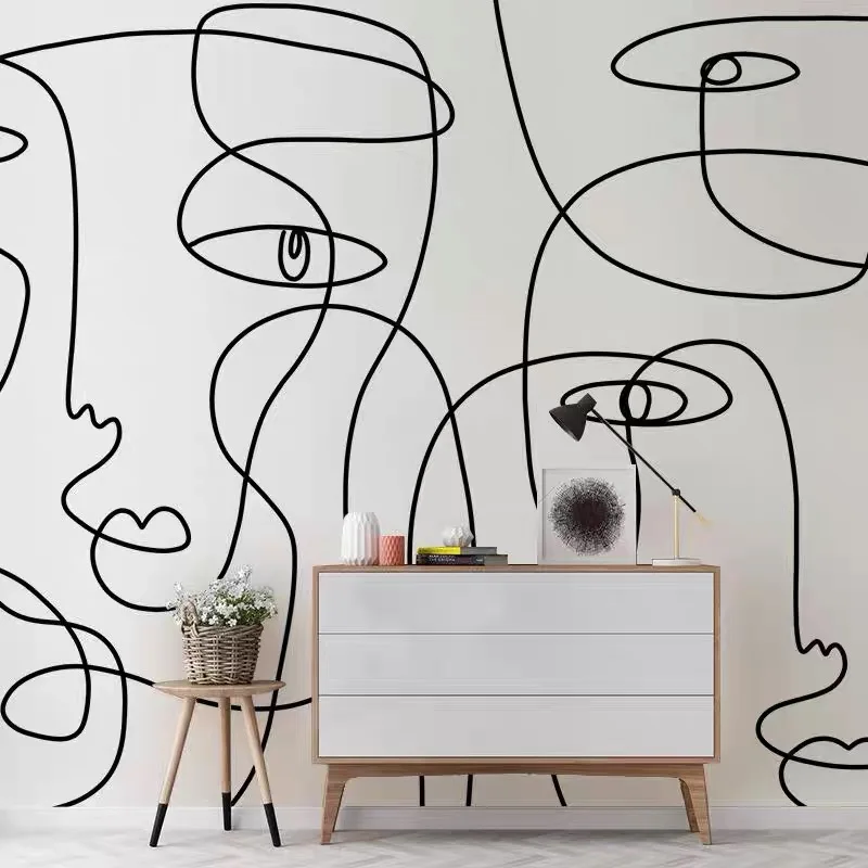 Bacaz Portrait Nu Personnalisé Visage Noir Dessin Au Trait Géométrique