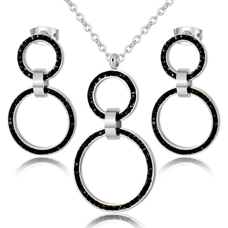 Roman Numeral Choker Necklace & Earrings Sets Full Crystals Stainless Steel Round Circle Clavicle Necklace for Women jewelry sets jewelry set women earrings chain necklace