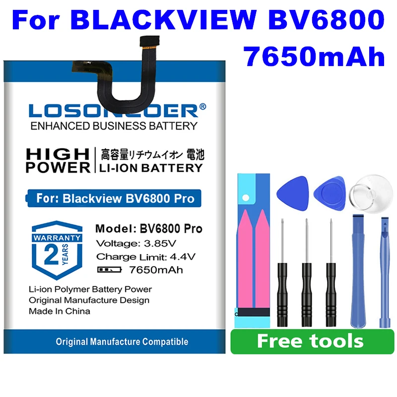 0 цикл LOSONCOER 7650 мАч 726280P BV6800 Pro батарея для Blackview BV6800 Pro батарея IP68 Водонепроницаемый MT6750T батареи