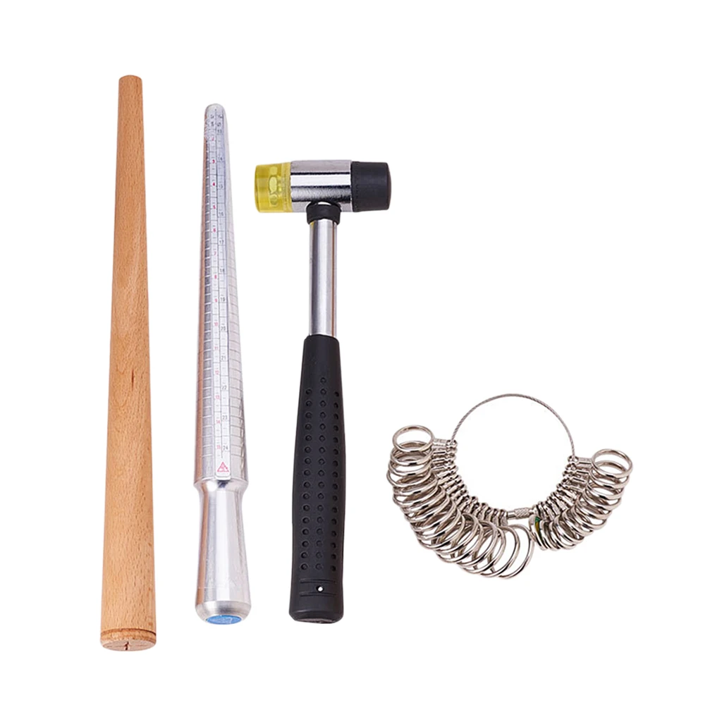 

Metal Ring Sizer Stick Mandrel Finger Gauge Hammer Jewelry Making Kit Tool