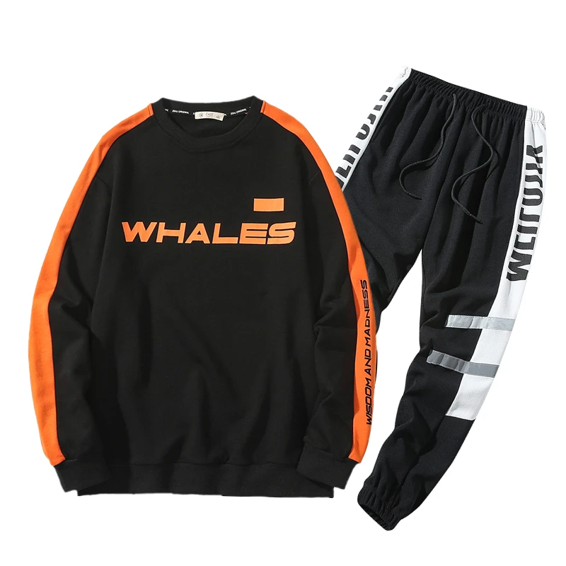 

Men Autumn New Casual Cotton Hoodie Sweatshirt Sets Men Fashion Sport Jacket Sweatshirt Sweatpants 2 Pieces Sets Tracksuit Men