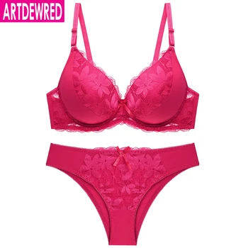 Big Size New Good Quality Women Bra Set Push Up Lace Bra Brief Sets Sexy Brassiere Embroidered Underwear Set