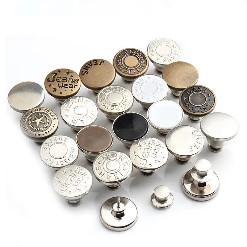 2PCS Buttons Metal Nailed Waist Perfect Fit Seamless Stitching 17mm Knitted Adjustable for Trousers | Дом и сад